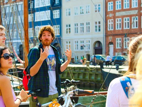 Guide briefing a small group before a 2 hour Copenhagen bike tour