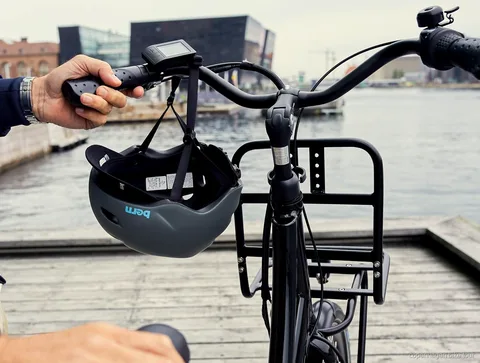 Guida con cuffie radio che conduce un gruppo durante un tour in e-bike a Copenaghen